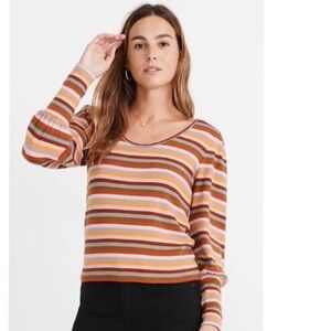Madewell puff sleeve multicolor striped sweater. Size S Style AG237
